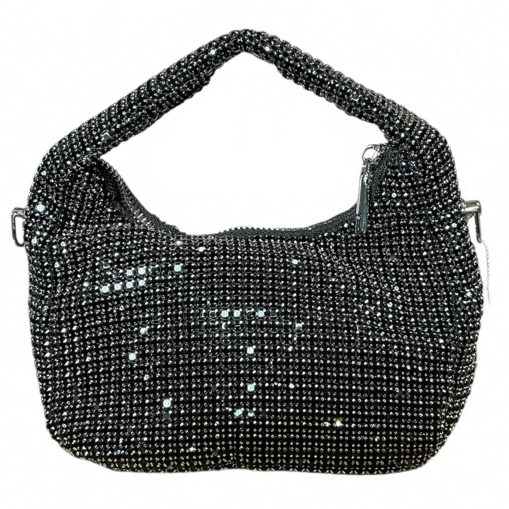 NEW ALEXA KOI women's sparkly rhinestone mini hand bag in black